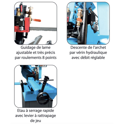 Scie à ruban métal assistée D. 170mm 230V - 900W Lame 2110 mm - SRM170 - LEMAN