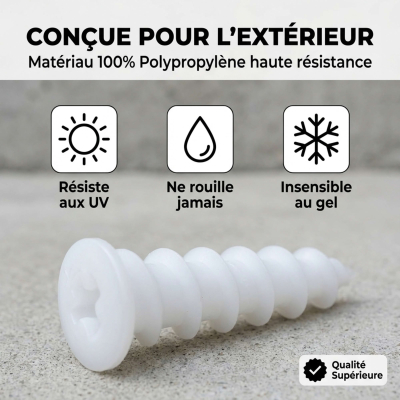 25 Chevilles pour fixation directe dans les isolants polystyrène - D. 23 x 50 mm - Empreinte Embout PH3