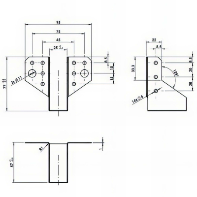 Sabot de charpente léger galvanisé à ailes extérieures - Larg. 25 x Ht. 77 mm 2