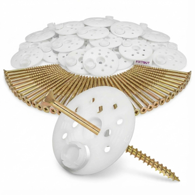 100 Rondelles d'isolation D.60 mm + Vis à bois Torx double filetage