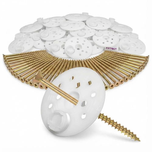 100 Rondelles d'isolation D.60 mm + Vis à bois Torx double filetage