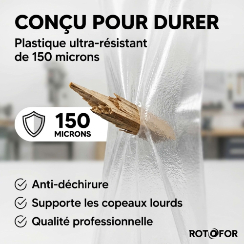 10 sacs Rotofor de récupération à copeaux et poussières de bois en plastique - Résistants - Transparents - Fabrication française
