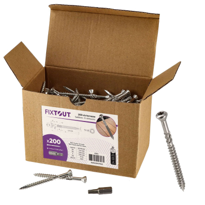 Lot de 200 vis terrasse en INOX A2 à tête réduite crantée - Diamètre de 5 mm