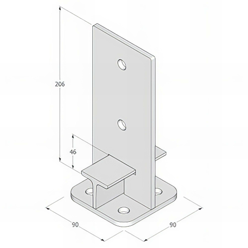 Pied de poteau Fixtout en âme zingué à visser - 90 x 200 x 6,0 mm