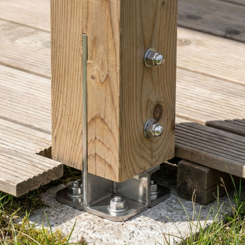 Pied de poteau Fixtout en âme zingué à visser - 90 x 200 x 6,0 mm