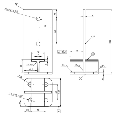 Pied de poteau Fixtout en âme zingué à visser - 90 x 200 x 6,0 mm