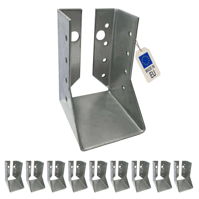 10 sabots de charpente à ailes intérieures - Larg 60 x Ht 100 mm - Connecteurs de poutres - Acier galvanisé - Fabriqué en Europe
