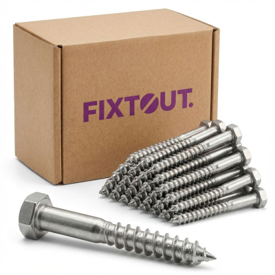 Lot de 100 tirefonds en inox A2 à tête hexagonale - Diamètre de 10mm