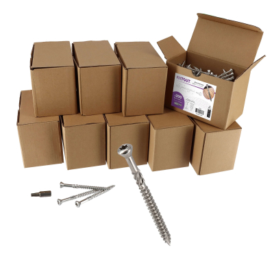 Lot de 1600 Vis terrasse en Inox A2 à tête fraisée réduite - Empreinte TX25 - Diamètre 5 mm - 8 embouts offerts