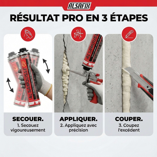 Mousse polyuréthane pistolable ALSAMOUSSE CF B1 coupe feu 750 ml - Alsafix