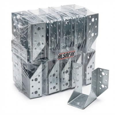 50 sabots de charpente à ailes extérieures - Connecteurs de poutres - Acier galvanisée - Larg 64 x Ht 128 mm - Alsafix