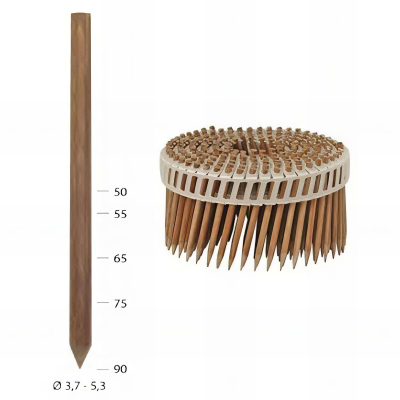 2400 pointes bois d'hêtre en rouleaux Lignoloc D. 4,7 x 75 mm - 16S4775W - Alsafix