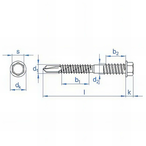 200 vis autoperceuse 5,5 / 6,3 x 180 mm, tête hexagonale avec rondelle estampée, pour panneaux sandwich, zingué