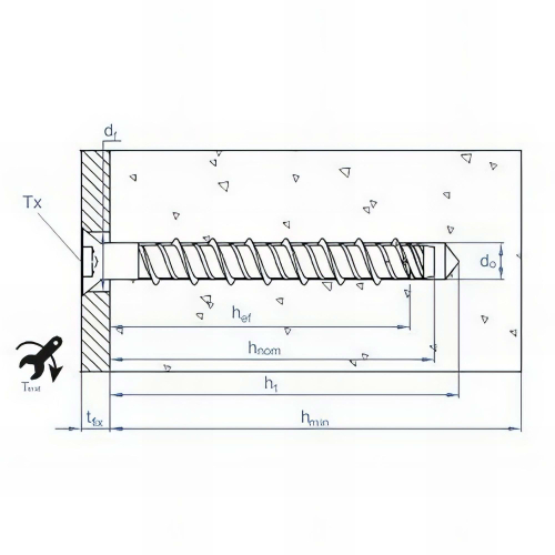100 vis a béton D. 5 x 60 mm tête fraisée homologuées ETE option 1 atlantis C3-H