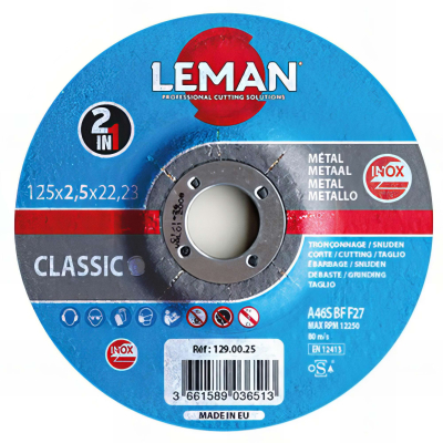 25 disques à tronçonner D. 125 X 2,5 X 22,23 mm - 2 en 1 Inox