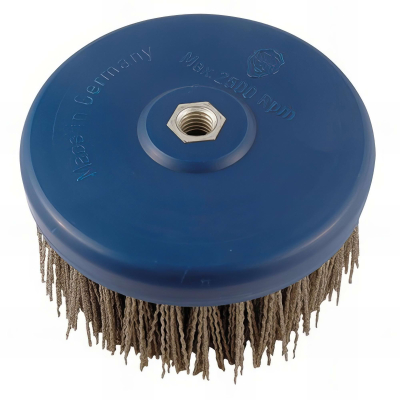 Lot de 2 brosses nylon D. 130 mm M14 pour meuleuse Gr. 46 pour polisseuse pour bois et métal - 150.126V - Leman