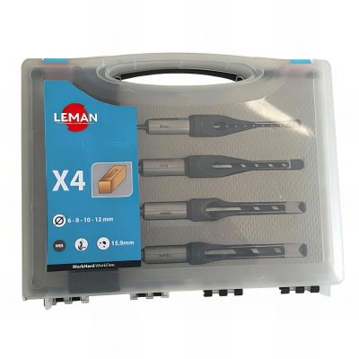 Coffret de 4 bédanes HSS Q. 15,9 mm pour bois - 306.500.04 - Leman