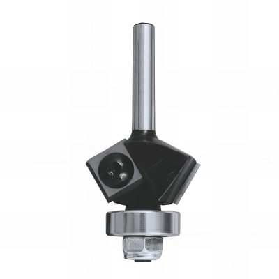 Mèche d'affleureuse à plaquettes réversibles HM + guide D. 29 mm L.T. 64 mm angle 45° Q. 8 mm - 828.745.00 - Leman