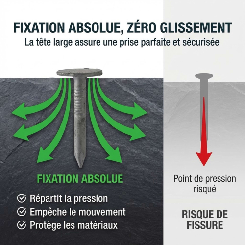 Clous ardoisier tête large - Lot de 5 kg (environ 2500) - galvanisés - diamètre 3 mm
