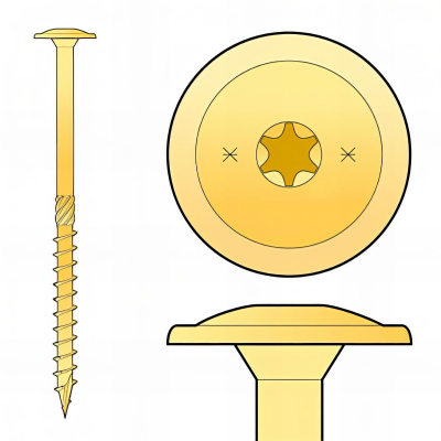 Vis bois Torx à tête bombée D.8 x 160 mm - Zingué jaune - Boîte de 50 pcs 2