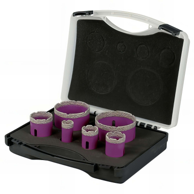 Lot de 2 coffrets de 6 trépans à sec pour meuleuse M14 - D.6 à 75 mm - Céramique/Grès/Granit 2