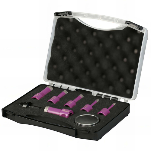 Lot de 2 coffrets de 6 trépans à sec pour meuleuse M14 - D.6 à 75 mm - Céramique/Grès/Granit