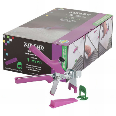Kit pince + 150 cales + 150 croisillons 1mm auto-nivelants en seau - 11200041 Sidamo