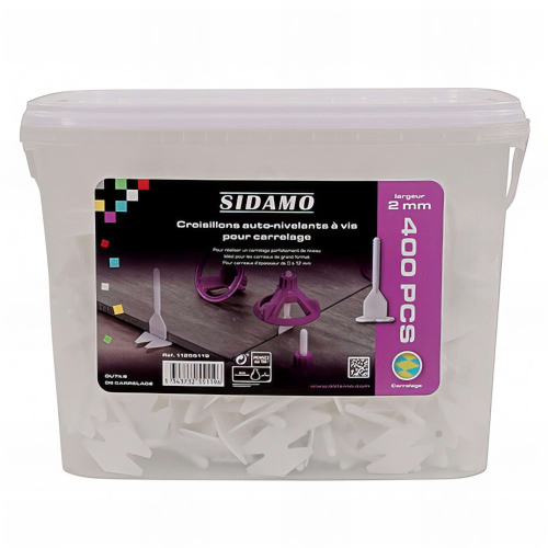 Seau de 400 croisillons 2 mm auto-nivellants à vis
