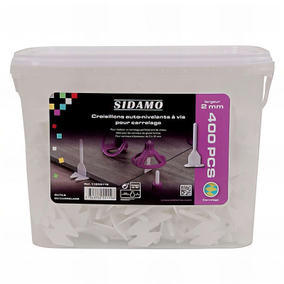 Seau de 400 croisillons 2 mm auto-nivellants à vis
