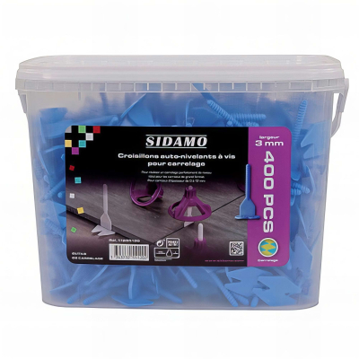 Seau de 400 croisillons 3 mm auto-nivellants à vis 2