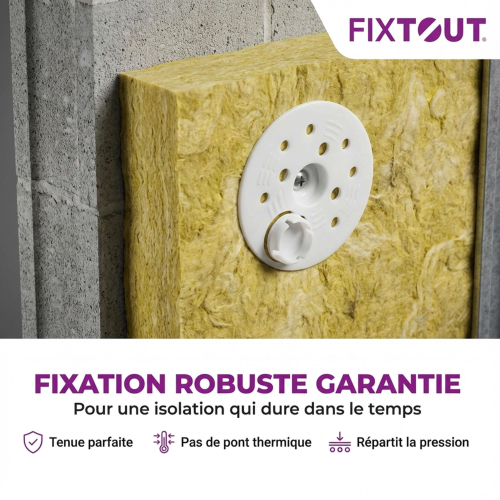 100 rondelles d'isolations avec capuchon KC D. 60 mm pour vis VBF ou cheville NFA - Fixtout