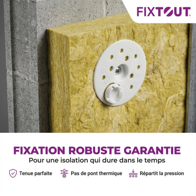 100 rondelles d'isolations avec capuchon KC D. 60 mm pour vis VBF ou cheville NFA - Fixtout