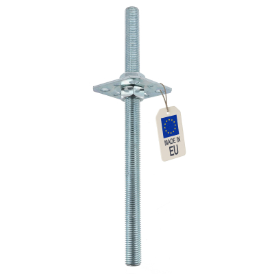 Embase pied de poteau carrée réglable par vis galvanisé à ancrer - 80 x 330 x 3,0 mm