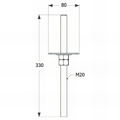 Embase pied de poteau carrée réglable par vis galvanisé à ancrer - 80 x 330 x 3,0 mm 2