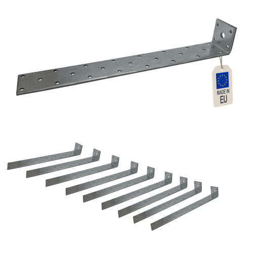 10 équerres d'ancrage béton - Acier galvanisé - Équerres à béton - Ht 300mm - Platine 43x40 mm - Epais 4mm - Fabrication Europe