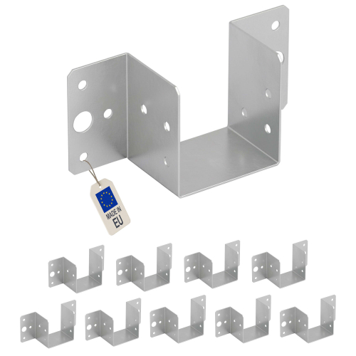 10 sabots de charpente à ailes extérieures - Connecteurs de poutres - Acier galvanisé - Larg 60 x Ht 60 mm - Fabriqué en Europe