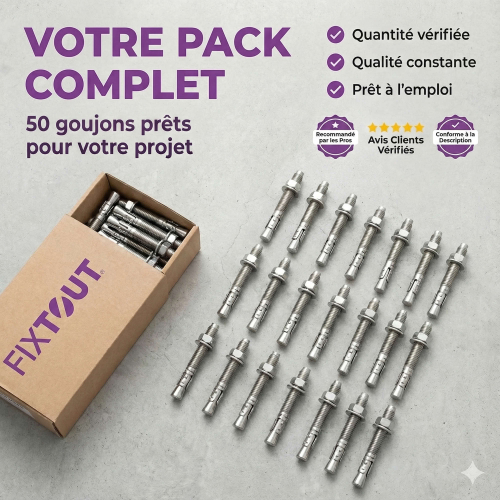 Lot de 50 goujons d'ancrage M8 en Acier Inoxydable A2 - Diamètre 8 mm