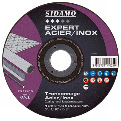 Disque à tronçonner EXPERT ACIER INOX D. 230 x 2,5 x Al. 22,23 mm - Acier, Inox - 10111031 - Sidamo