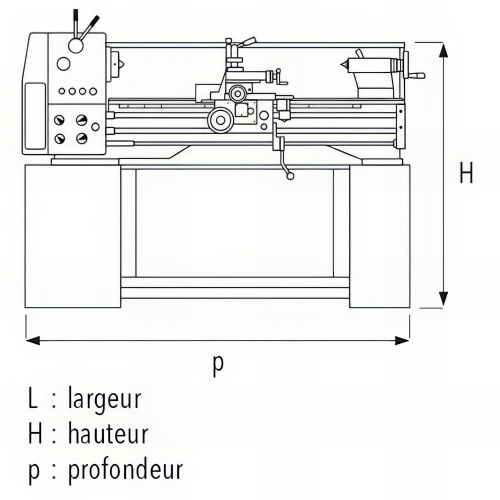 Tour à métaux TP 700 VISU avec visualisation et socle - 1 500 W 230 V