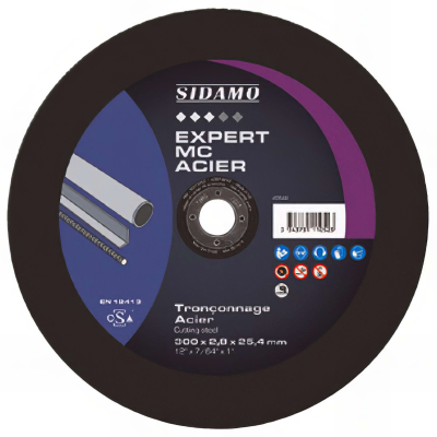Disque à tronçonner EXPERT MC ACIER D. 300 x 3 x Al. 25,4 mm - Acier, métaux ferreux - 10111052 - Sidamo