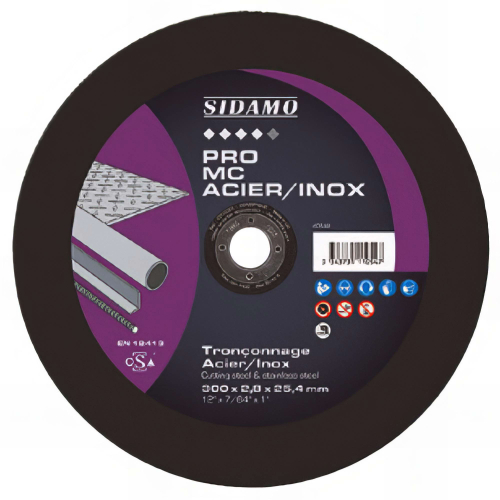 Disque à tronçonner PRO MC ACIER INOX D. 350 x 3 x Al. 25,4 mm - Acier, Inox - 10111055 - Sidamo
