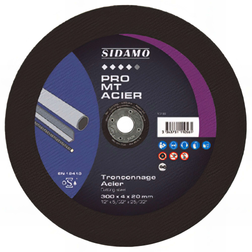 Disque à tronçonner PRO MT ACIER D. 300 x 4 x Al. 25,4 mm - Acier, métaux ferreux - 10111057 - Sidamo