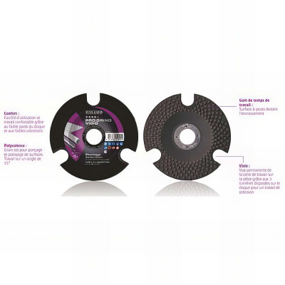 Disque à ébarber PRO GRIND VISIO D. 125 x 4 x Al. 22,23 mm x Gr 60 - Acier, fonte, Inox - 10222000 - Sidamo 2