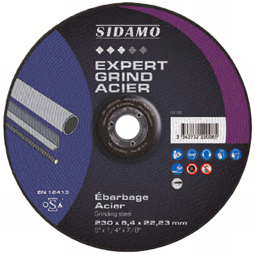 Disque à ébarber EXPERT GRIND ACIER D. 125 x 6,4 x Al. 22,23 mm - Acier - 10222006 - Sidamo