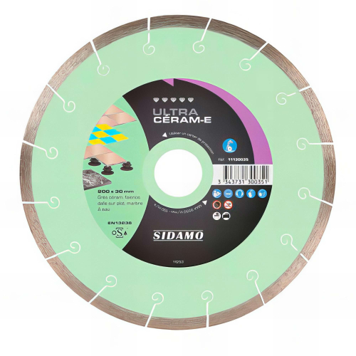 Disque diamant ULTRA CÉRAM-E D. 200 x 30 x H 8.5 mm Grès céram / faïence - 11130035 - Sidamo