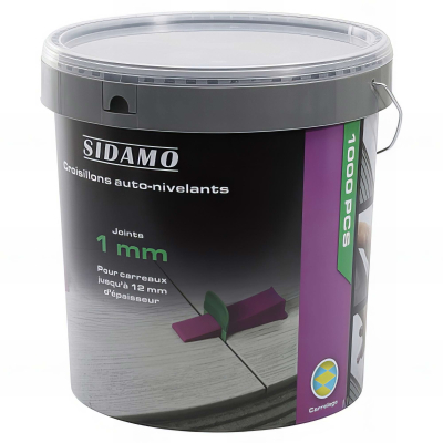 Seau de 1000 croisillons 1 mm auto-nivelants de 3 à 12 mm