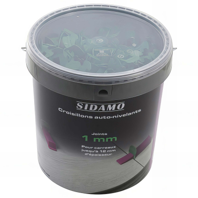 Seau de 1000 croisillons 1 mm auto-nivelants de 3 à 12 mm