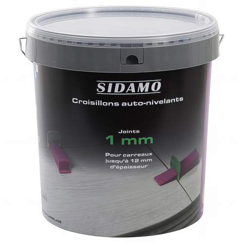 Seau de 1000 croisillons 1 mm auto-nivelants de 3 à 12 mm