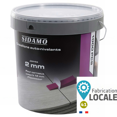 Seau de 1000 croisillons 2 mm auto-nivelants de 3 à 12 mm 2