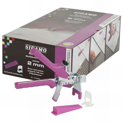 Kit pince + 150 cales + 150 croisillons 2 mm auto-nivelants de 3 à 12 mm